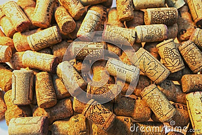 Background of corks of wine bottles