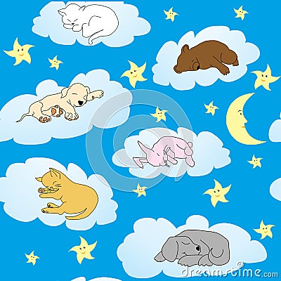 Background with cute animals sleeping
