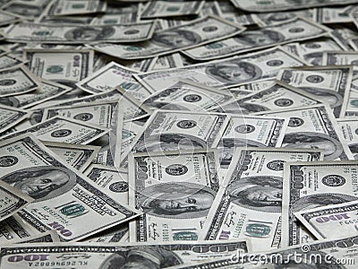 Background with lots of american one hundred dollar bills