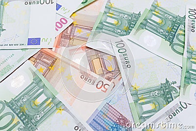 Background of many dollars and euros