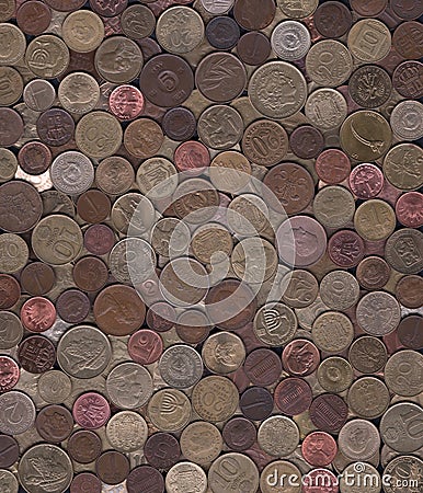 Background of miscellaneous copper coins
