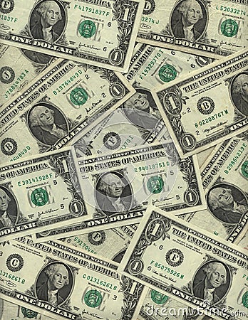 Background of one dollar bills