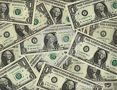 Background of one dollar bills