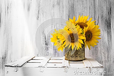 Background still life flower sunflower wooden white vintage