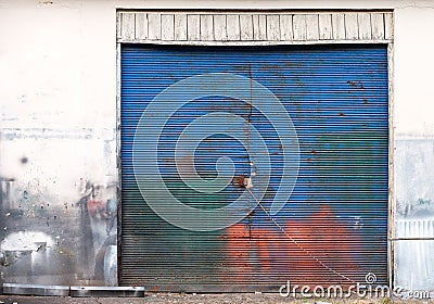 Background texture with grunge blue metal gate