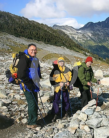 Backpackers on an Alpine Trail