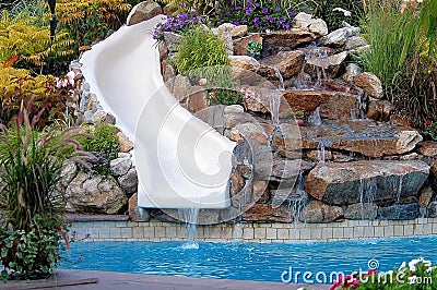 Backyard pool and slide