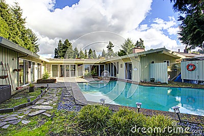 Backyard with swimming pool