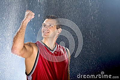 Basketball player celebrating victory