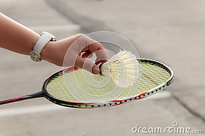 Badminton player hand