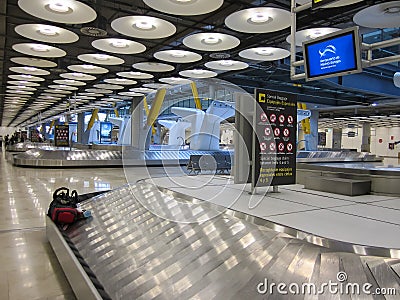Baggage claim area at Barajas Airport, Madrid, Spain