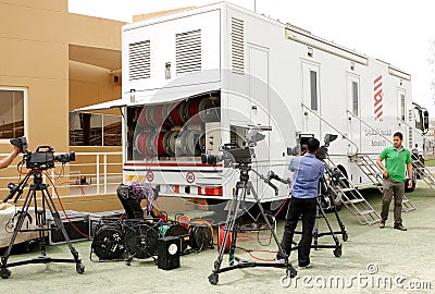 Bahrain TV crew with cameras on March 23, Bahrain