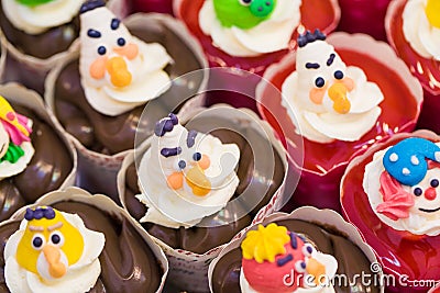 Bakery fresh strawberry and chocolate cartoon cupcakes