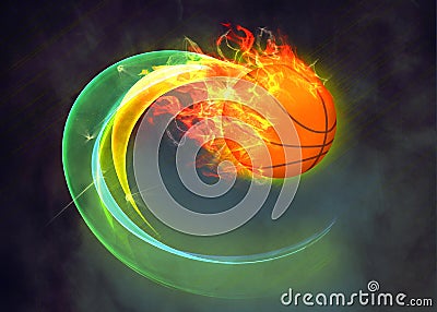 Baketball fire ball background