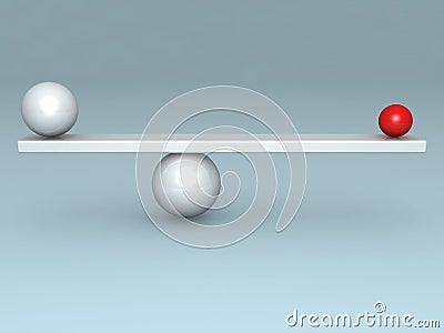 Balance concept with two red and white balls
