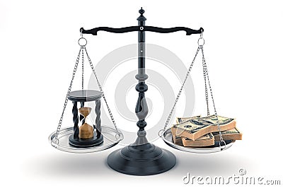 Balance with time and money upon its scales