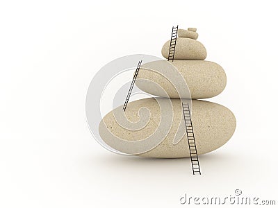 Balanced pile of stones with ladders