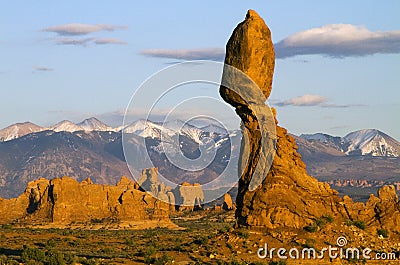 Balanced Rock and the La Sal Mountains