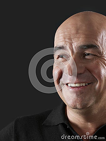 Bald Middle Aged Man Smiling