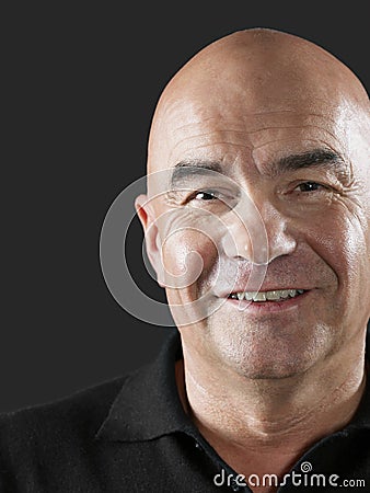 Bald Middle Aged Man Smiling