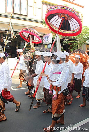 BALI, INDONESIA . DEC 27, 2013 in Ubud. parade