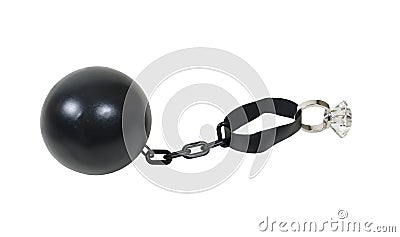 Ball and chain wedding rings