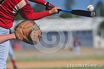 Ball rolls over the bat