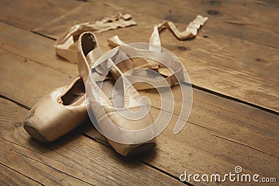 Ballet Shoes on Wooden Floor