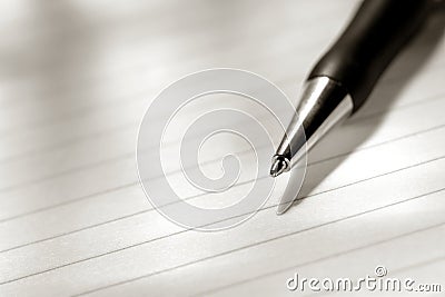 Ballpoint Ink Pen on Sheet of Blank Paper