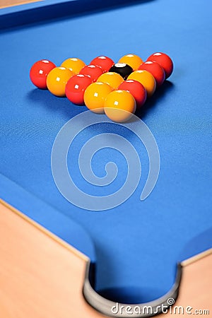 Balls set up on pool table