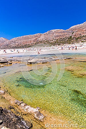 Balos beach. View from Gramvousa Island, Crete in Greece.Magical turquoise waters, lagoons, beaches