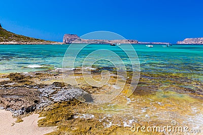 Balos beach. View from Gramvousa Island, Crete in Greece.Magical turquoise waters, lagoons, beaches