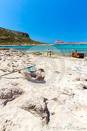 Balos beach. View from Gramvousa Island, Crete in Greece.Magical turquoise waters, lagoons, beaches