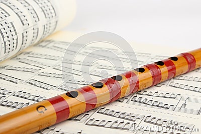 Bamboo flute and Music Sheet