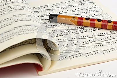 Bamboo flute and Music Sheet