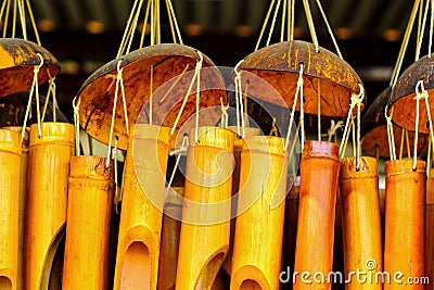 Bamboo wind chimes sound for hanging.