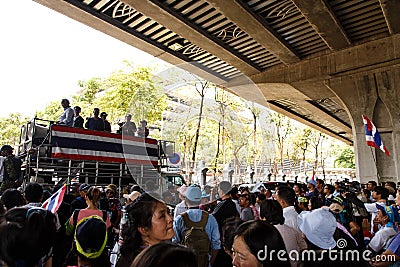 BANGKOK - APRIL 3 2014: Protesters against the government rally