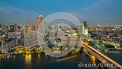 Bangkok City at night time, Hotel and resident area in the capit