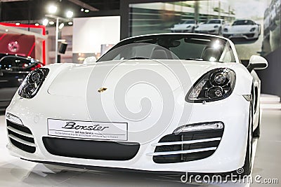 Bangkok -March 27 : All new white Porsche GT3 at The 35th Bangkok International Motor Show, Concept Beauty in the Drive on March