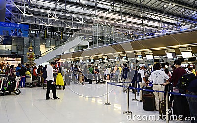 BANGKOK, THAILAND - NOV 21: Unidentified passengers arrive at th