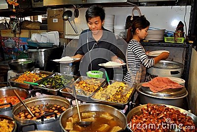 Bangkok, Thailand: Thais Selling Food at Market Hall