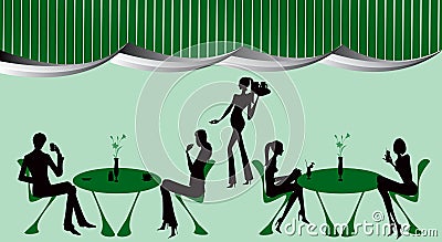 Bar restaurant lounge coffee women Illustration