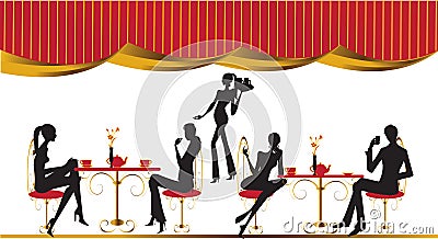 Bar restaurant lounge coffee women Illustration