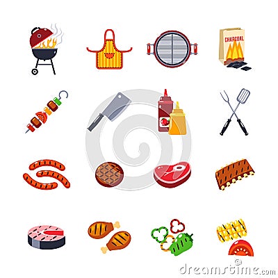 Barbecue And Grill Icon Set