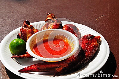 Barbeque chicken wings with chilly sauce