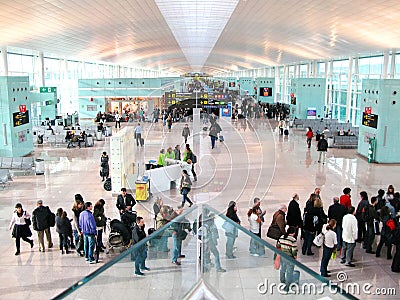 BARCELONA - December 10: Hall of the new airport of Barcelona