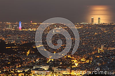 Barcelona skyline at night