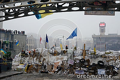 Barricades on Independence Square (Maydan) in Kiev