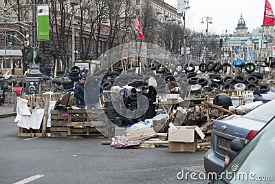 Barricades in the streets of Kyiv