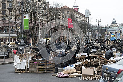 Barricades in the streets of Kyiv